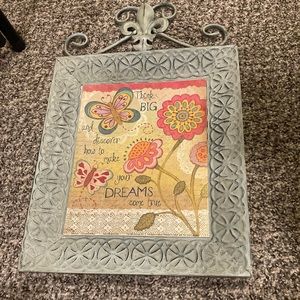 12”x18.75” Flower And Butterfly “Dreams” Metal Wall Decor